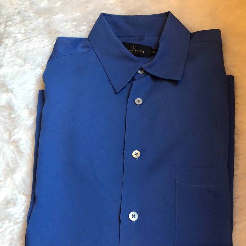 BUGATCHI Sky Blue Short Sleeve Button Down Shirt Size Medium